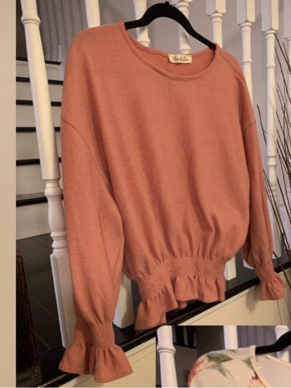 Mae & Ivy Dusty Rose Ruffle-Hem Pullover Sweatshirt